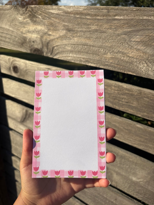 Pink Flower Border Notepad (4x6)