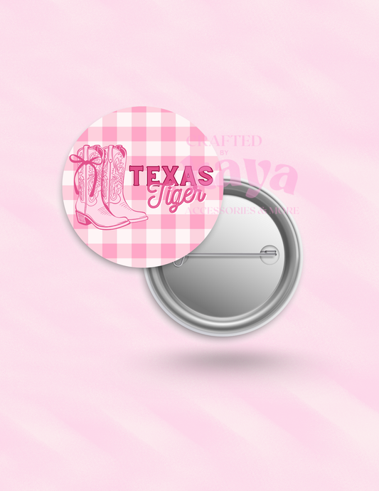 Pink Texas Tiger Button