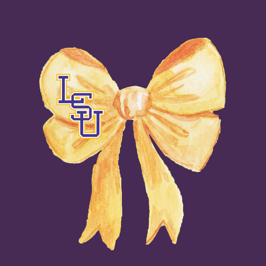 LSU Bow Button 3inch (Purple Background)
