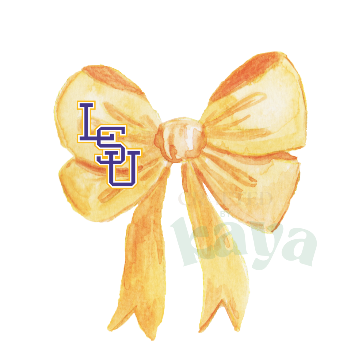 LSU Bow Button 3inch (White Background)